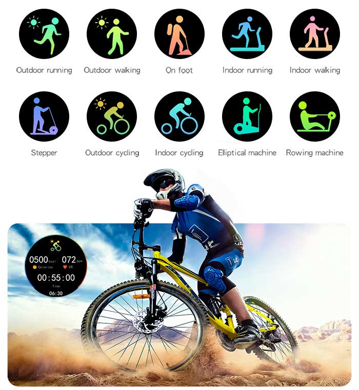 R110 sports watch can record your walking, running, cycling etc fitness data daily